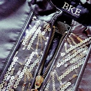 BKE sequin grey leather jacket